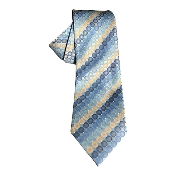 NEW Geoffrey Beene Blue and Beige Necktie Blue & Tan Diagonal Striped Tie - Picture 7 of 9